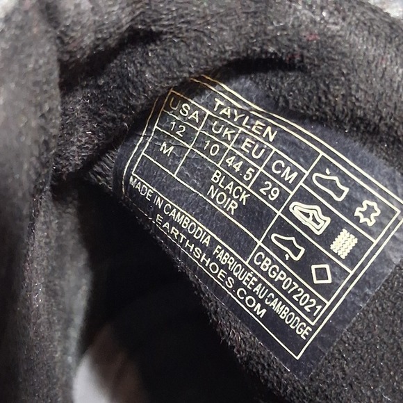 Earth Elements Taylen Boot Bootie Lug Sole Patchwork Black Leather Size 12M - Picture 3 of 10